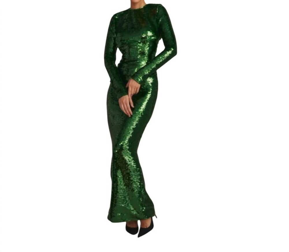 NEW HOUSE OF CB belle pine sequin open back maxi dress in green